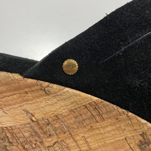 Ugg Marta black suede cork wedge heel sandals.  Size 10. - Picture 6 of 10